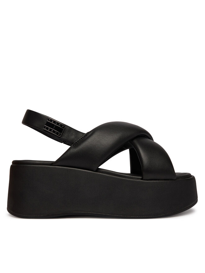 Tommy Jeans Sandalen Tommy Jeans Padded Strap Wedge Sandals EN0EN02946 Schwarz