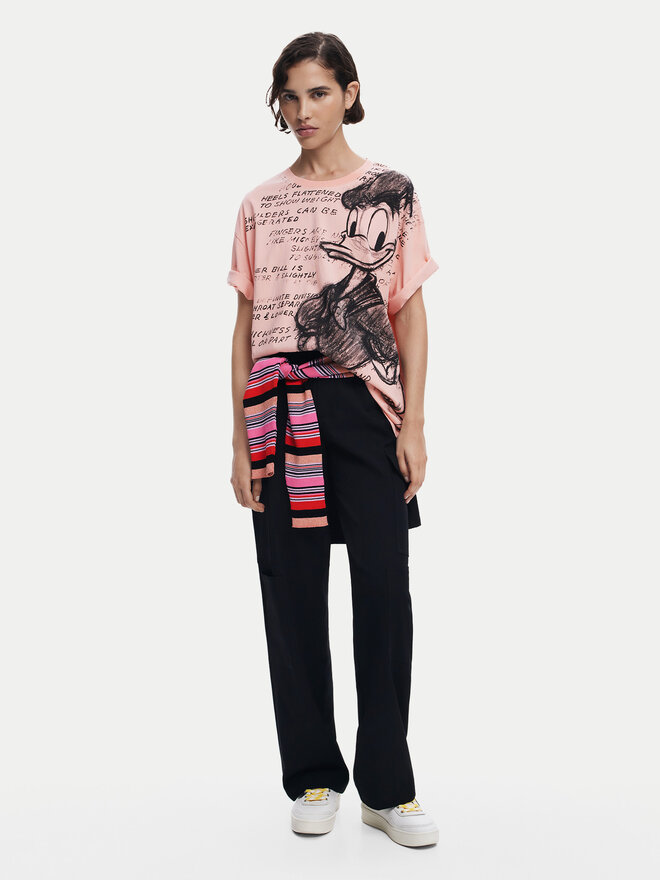 Desigual Desigual Marškinėliai Donald 25SWTKAH Rožinė Loose Fit