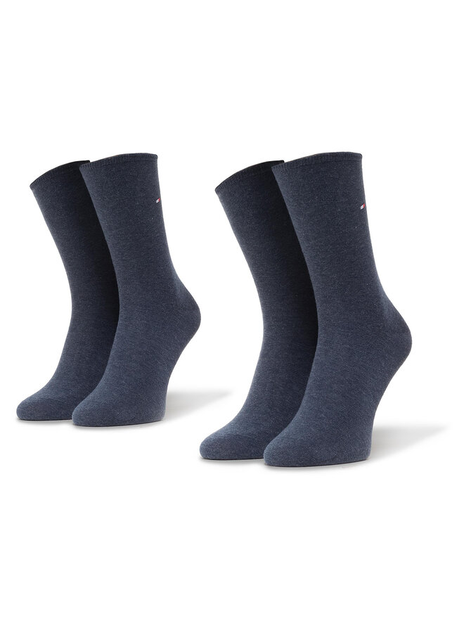 Tommy Hilfiger 2 pares de calcetines altos para mujer Tommy Hilfiger 371221356 Azul marino