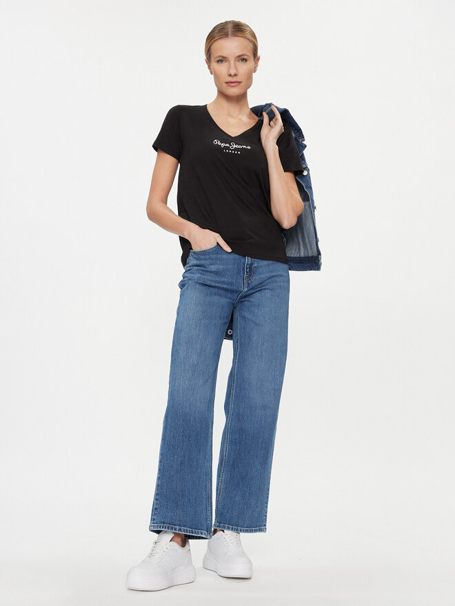 Pepe Jeans Pepe Jeans Marškinėliai Wendy PL505482 Juoda Regular Fit
