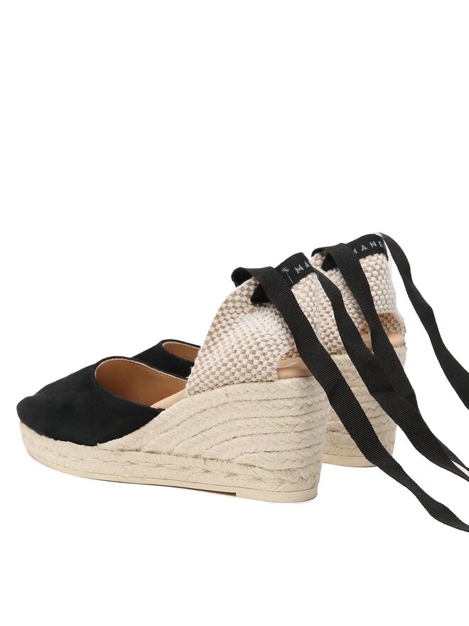 Manebi Espadrile Manebi Soft Suede Low Wedge Espadrilles K 1.0 WL Črna