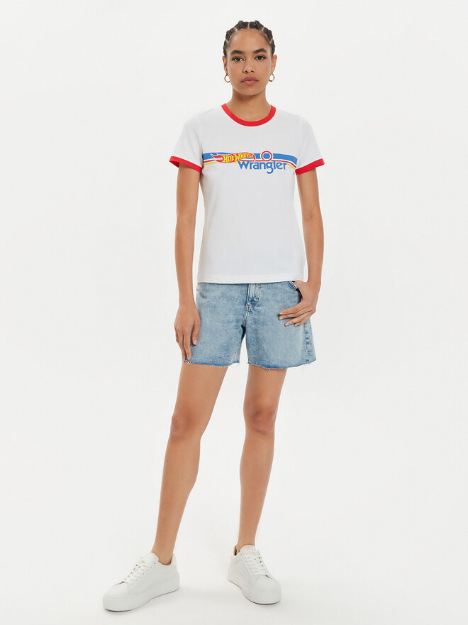 Wrangler Wrangler Marškinėliai Hot Wheels 112357911 Balta Slim Fit