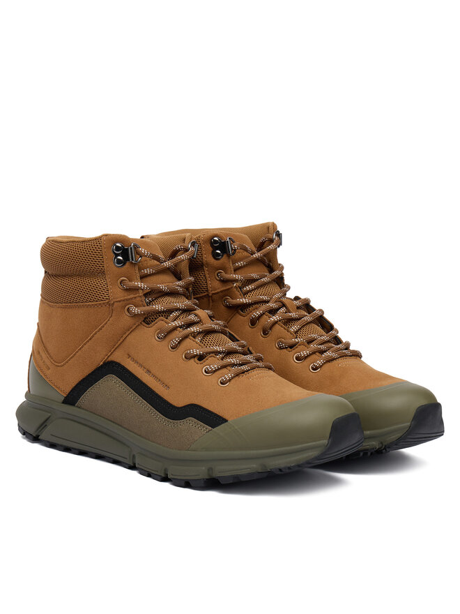 Tommy Hilfiger Schnürschuhe Tommy Hilfiger Outdoor Runner Hi Wpm FM0FM05575 Braun
