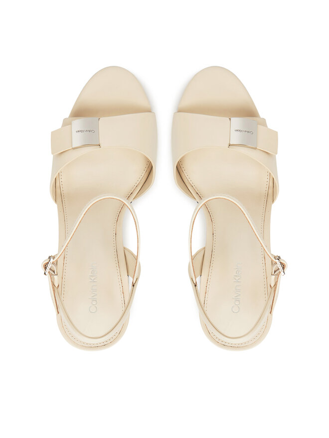 Calvin Klein Sandalen Calvin Klein Heel Sandal 85 W/Ck Hw - Lth HW0HW02485 Écru