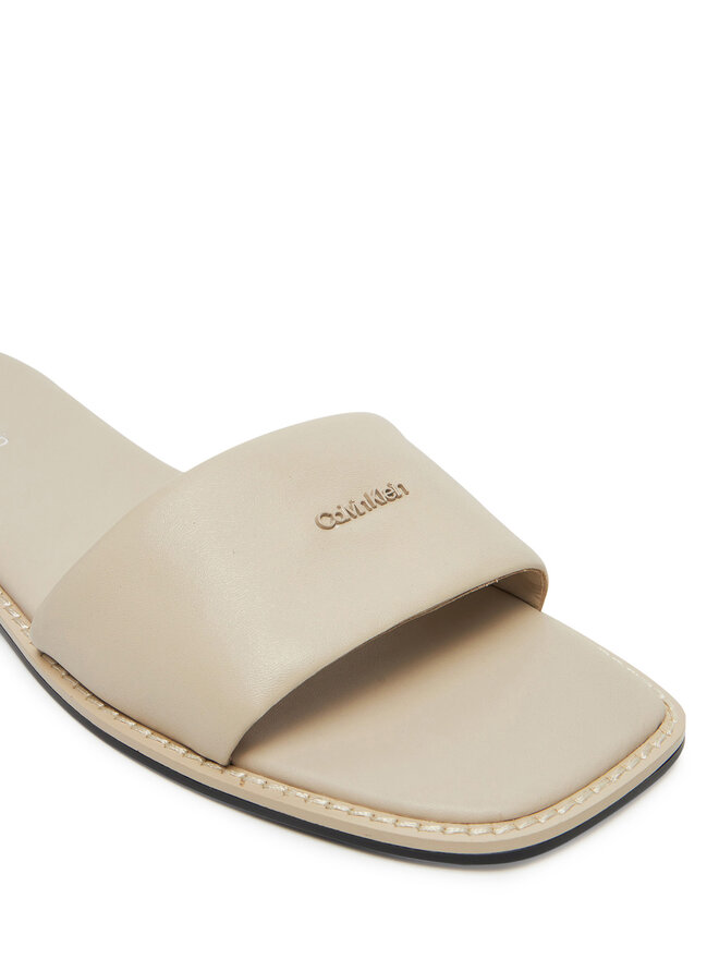 Calvin Klein Παντόφλες Calvin Klein Flat Sandal Square Hf Lth HW0HW02652 Μπεζ