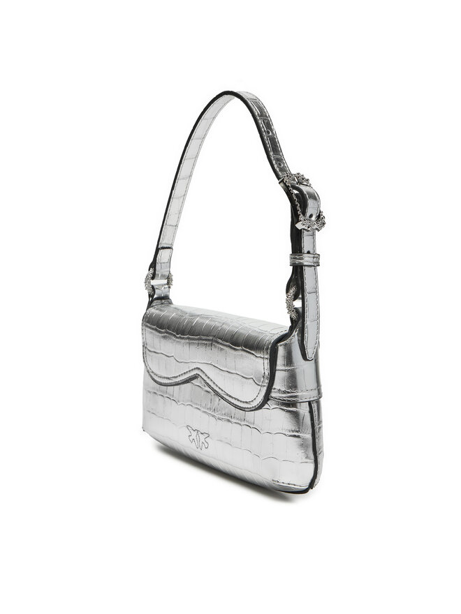 PINKO Ročna torba PINKO 520 Shoulder Baby Fl AI 24-25 PLTT 103764 A1W5 Srebrna
