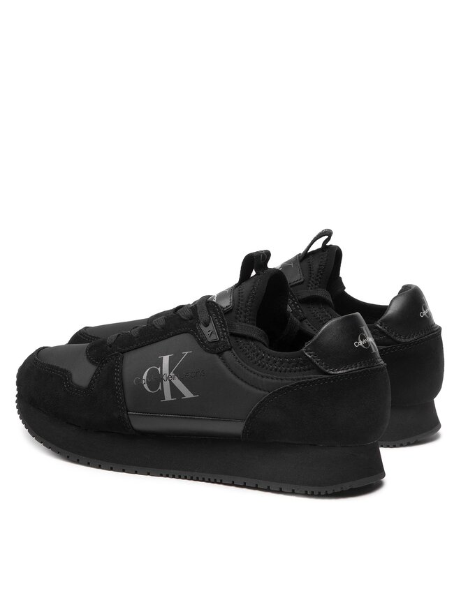 Calvin Klein Jeans Sneakersy Calvin Klein Jeans Runner Sock Laceup Ny-Lth YM0YM00553 Czarny