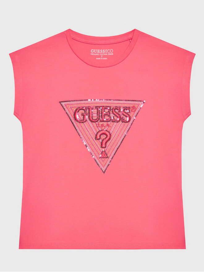 Guess Guess Marškinėliai J3GI33 K6YW1 Rožinė Boxy Fit