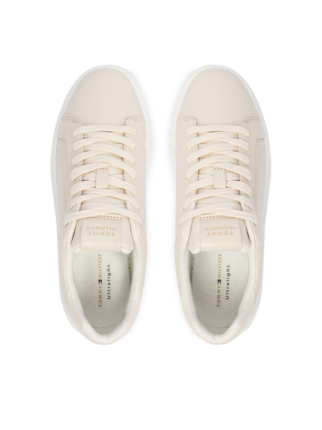 Tommy Hilfiger Sneakers Tommy Hilfiger Icon Court Light Weight Shinny FW0FW08949 Écru