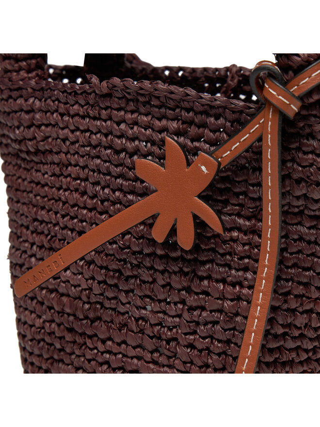 Manebi Torebka Manebi Handcrafted Raffia Summer Bag Mini V 7.4 AM Brązowy