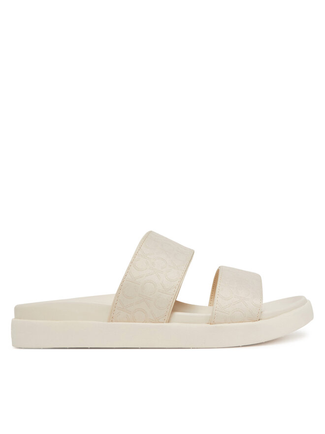 Calvin Klein Pantoletten Calvin Klein Flat Slide Jacq HW0HW02486 Écru