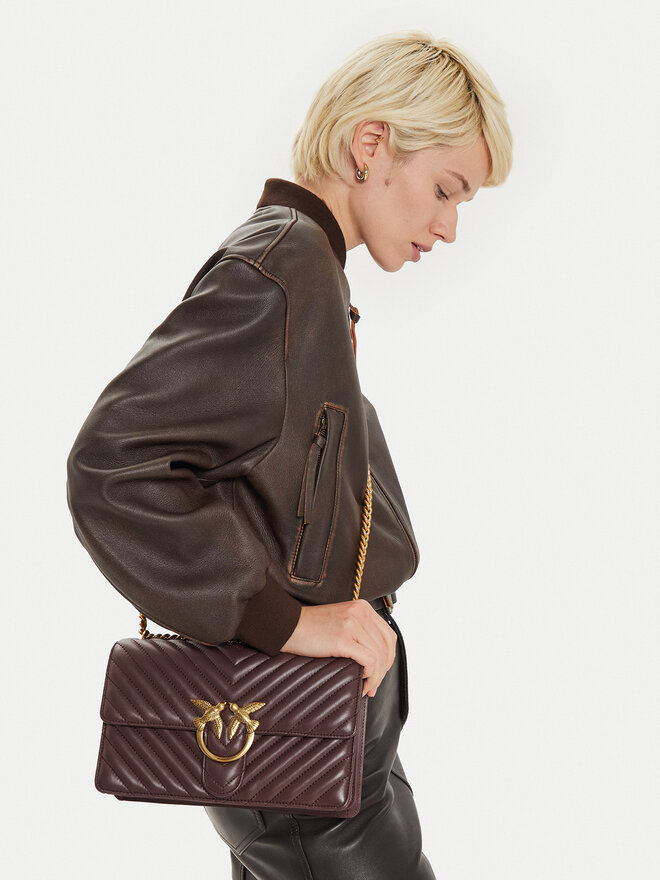 PINKO Handtasche PINKO Love One Classic Dc AI 24-25 PLTT 100941 A0GK Dunkelrot