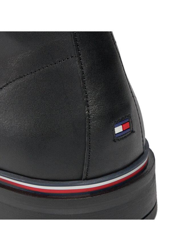 Tommy Hilfiger Μπότες Tommy Hilfiger Core Rwb Hilfiger Lth Lce Boot FM0FM05030 Μαύρο