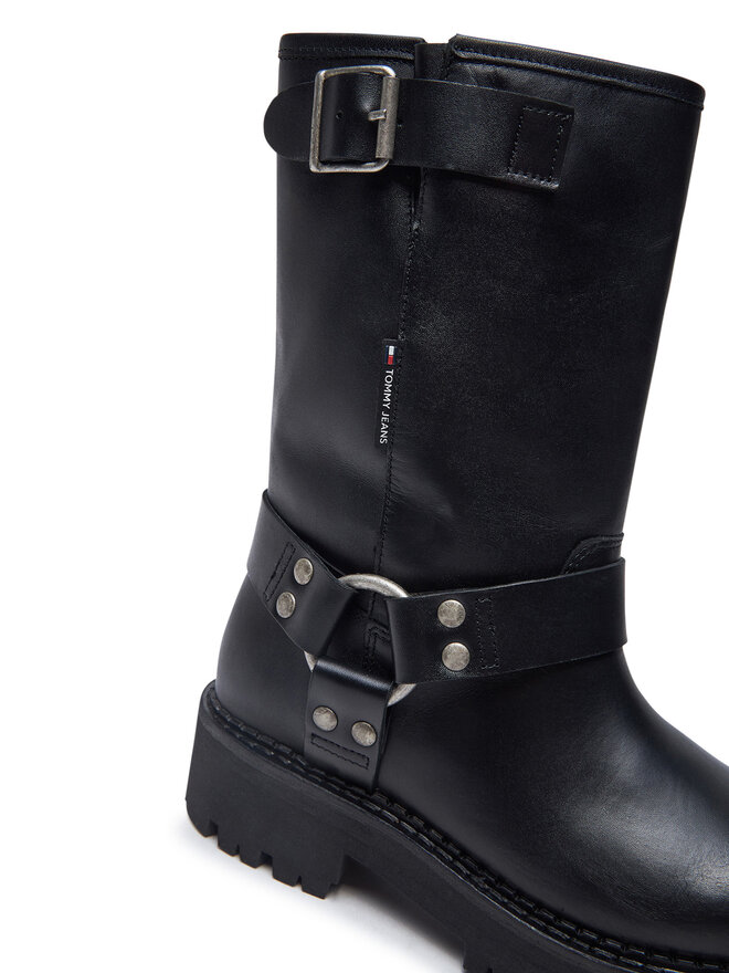 Tommy Jeans Μποτάκια Tommy Jeans Tjw Urban Biker Boot Leather EN0EN02728 Μαύρο