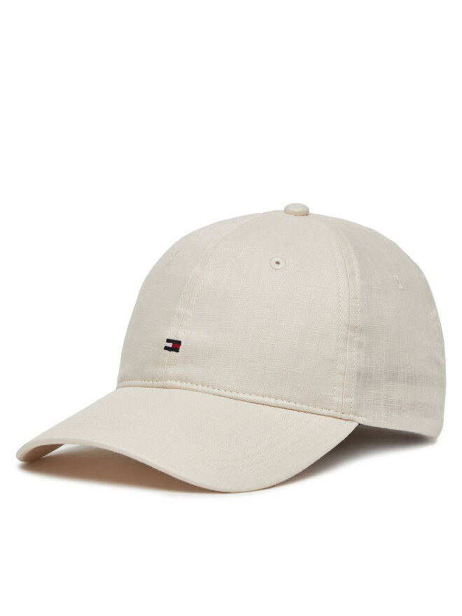 Tommy Hilfiger Cap Tommy Hilfiger Essential Flag Linen Cap AW0AW17130 Écru