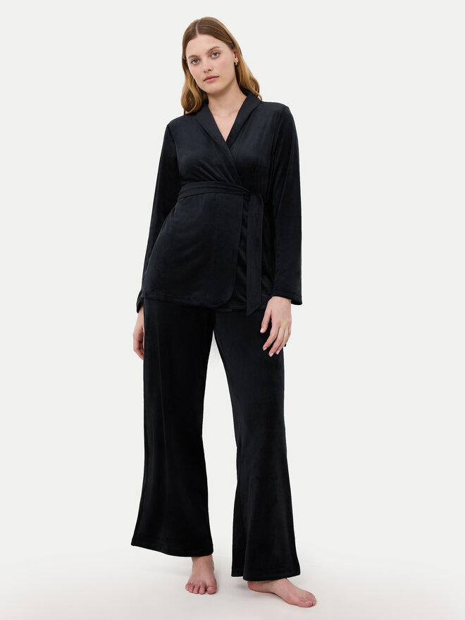 Triumph Triumph Pyjama-Bluse Sensual Velour 10225078 Schwarz Relaxed Fit