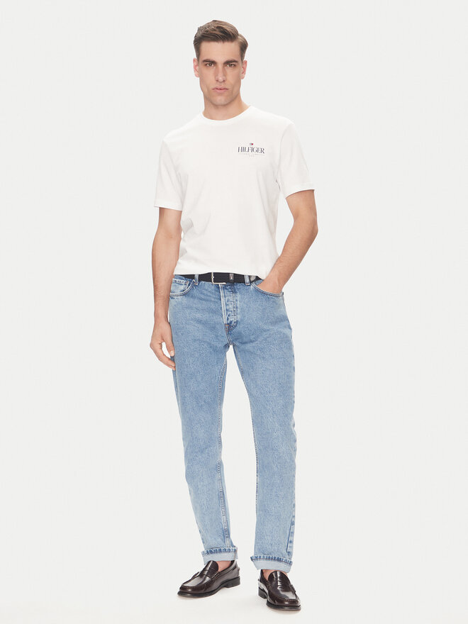 Tommy Hilfiger Tommy Hilfiger Marškinėliai Stack MW0MW39355 Balta Regular Fit