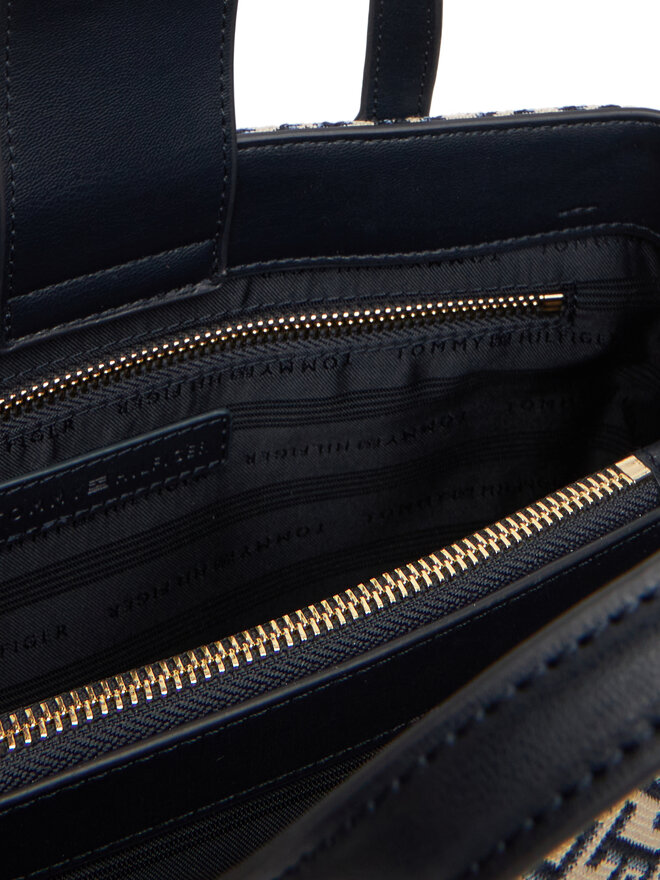 Tommy Hilfiger Kabelka Tommy Hilfiger Th Jacquard Satchel AW0AW17444 Tmavomodrá
