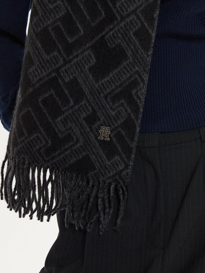 Tommy Hilfiger Šál Tommy Hilfiger Monogram AW0AW16650 Černá