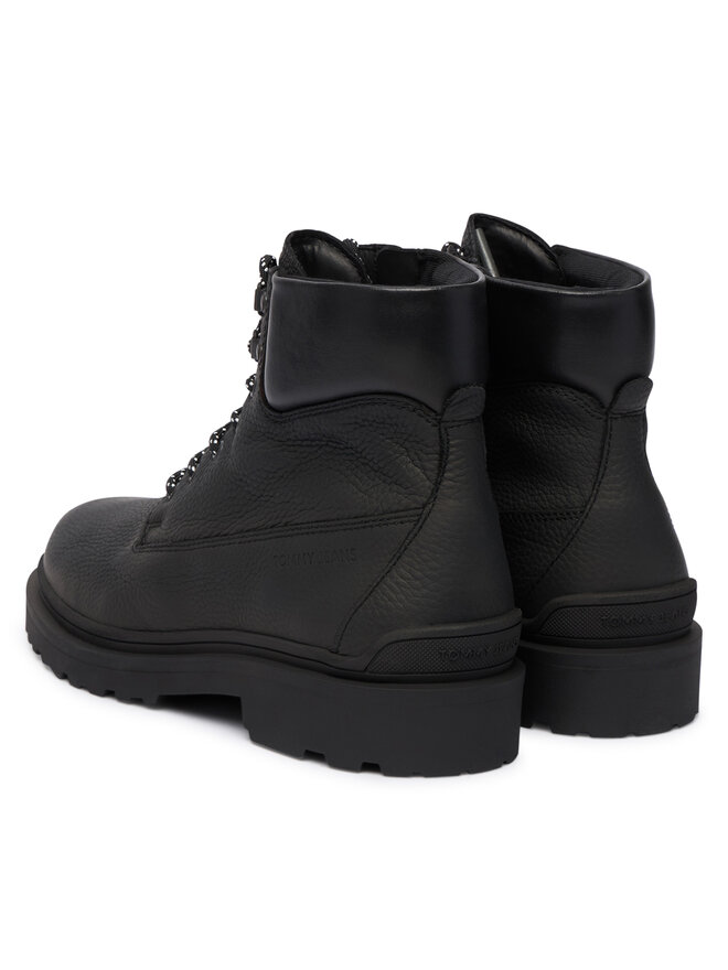 Tommy Jeans Schnürschuhe Tommy Jeans Tjm Lace Up Boot Leather EM0EM01629 Schwarz