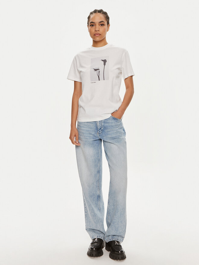 Calvin Klein Calvin Klein T-Shirt B&W Flower K20K207579 Weiß Regular Fit