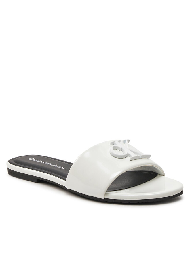 Calvin Klein Jeans Papucs Calvin Klein Jeans Flat Sandal Slide Mg Met YW0YW01348 Fehér