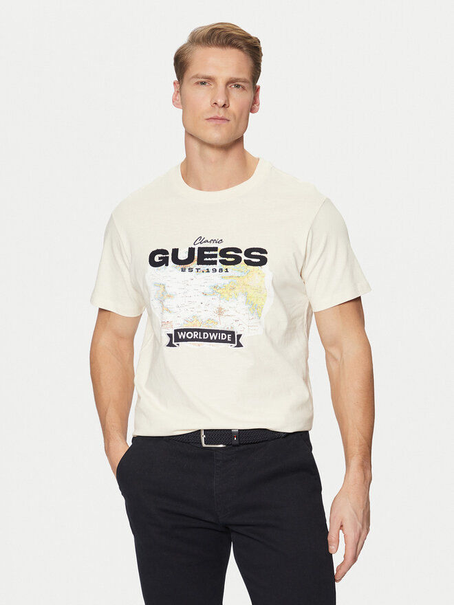 Guess Guess Marškinėliai M5RI10 I3Z14 Écru Regular Fit