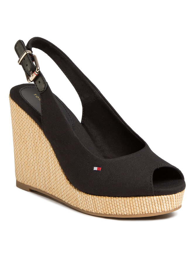 Tommy Hilfiger Espadrillas Tommy Hilfiger Iconic Elena Sling Back Wedge FW0FW04789 Nero