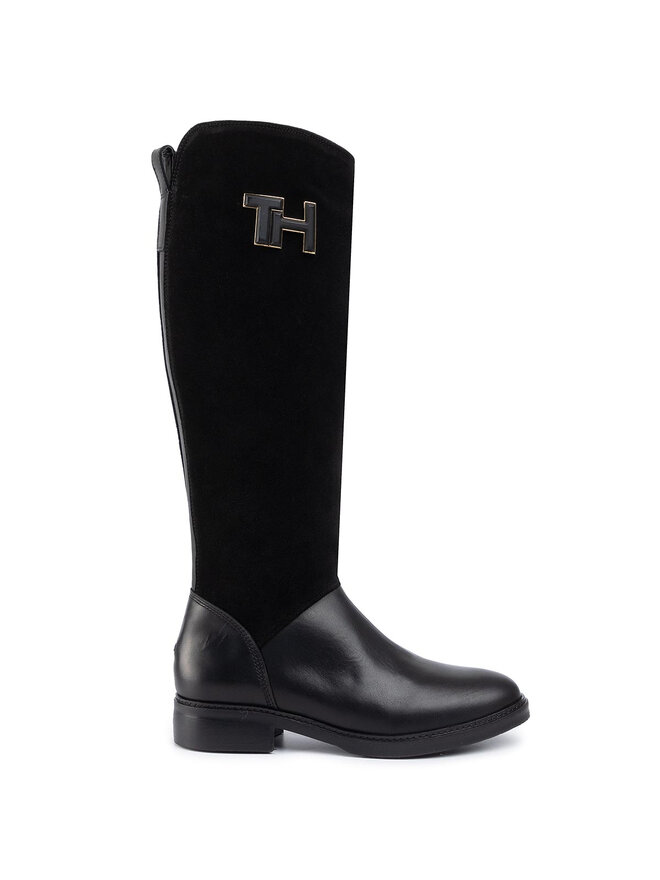 Tommy Hilfiger Klassische Stiefel Tommy Hilfiger Essential Suede Longboot FW0FW04322 Schwarz