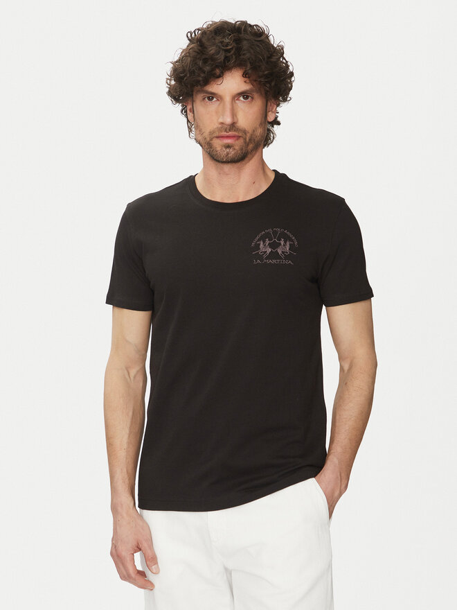 La Martina La Martina T-Shirt Vernie MAR009 JS206 Schwarz Regular Fit