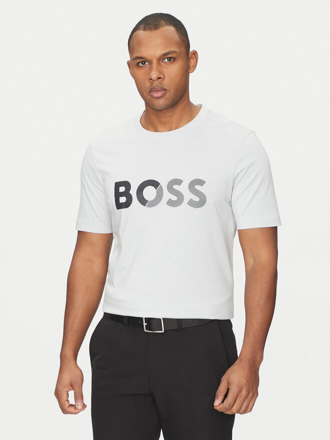 BOSS BOSS Футболка Tape Logo 50530990 Сірий Regular Fit