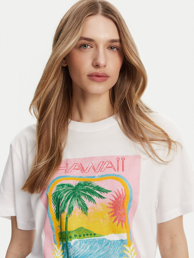 Roxy Roxy T-Shirt ERJZT05899 Weiß Relaxed Fit