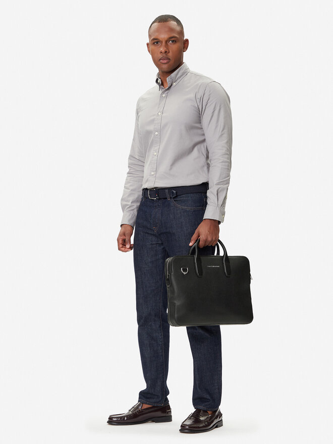 Tommy Hilfiger Porta PC Tommy Hilfiger Th Business Leather Computer Bag AM0AM13642 Nero