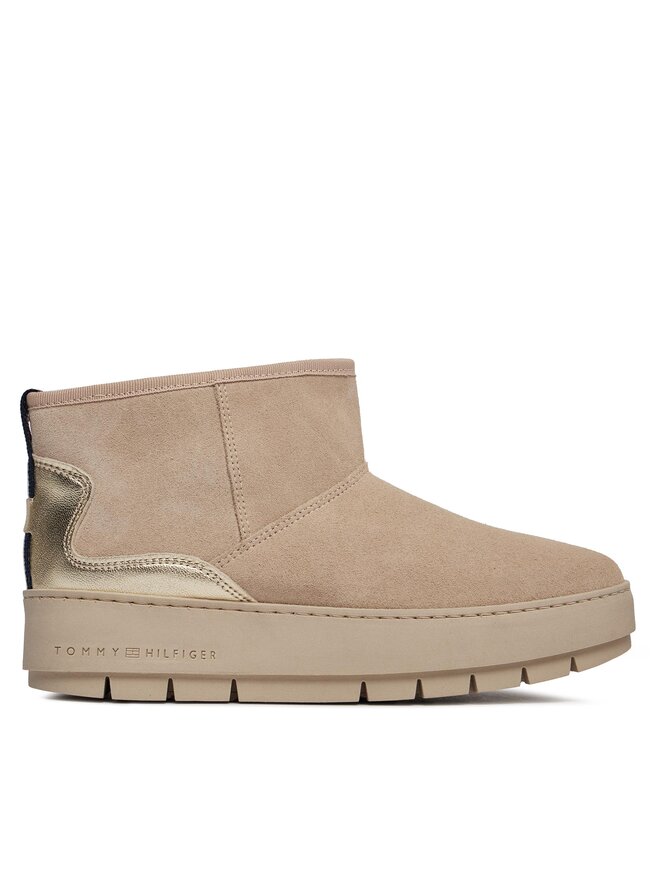 Tommy Hilfiger Snehule Tommy Hilfiger Metallic Suede Snowboot FW0FW07850 Béžová