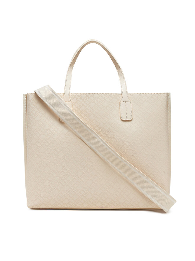Tommy Hilfiger Kabelka Tommy Hilfiger Th Distinct Satchel Mono AW0AW17174 Béžová
