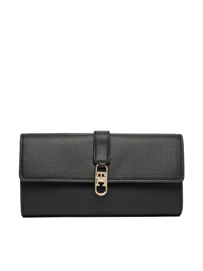 Tommy Hilfiger Geldbörse Tommy Hilfiger Th Libre Large Flap Wallet AW0AW18935 Schwarz
