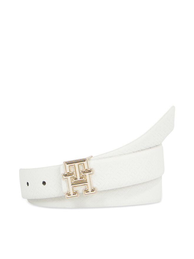 Tommy Hilfiger Ζώνη Γυναικεία Tommy Hilfiger Th Logo Bombe Rev 3.0 AW0AW16019 Λευκό