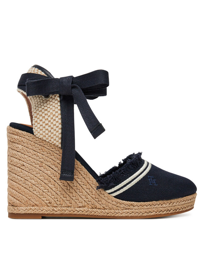 Tommy Hilfiger Espadrilles Tommy Hilfiger Fringe Canvas High Wedge FW0FW08878 Dunkelblau