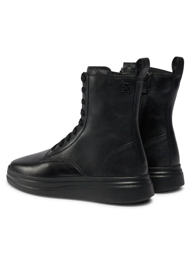 Tommy Hilfiger Botines Tommy Hilfiger Sporty Leather Flat Boot FW0FW07799 Negro
