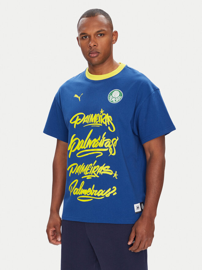 Puma Puma Majica CWC Hoops x Palmeiras 631704 Modra Regular Fit