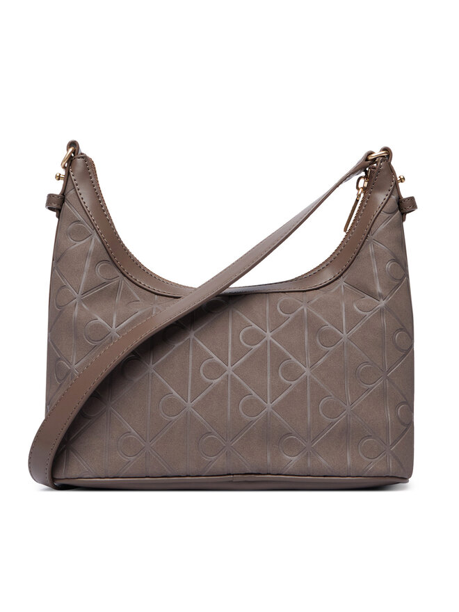Calvin Klein Handtasche Calvin Klein Emblem Aop Sueded Shoulder Bag LV04F3880G Beige