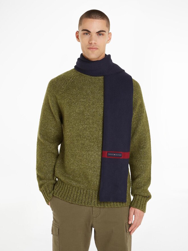 Tommy Hilfiger Šallīte Tommy Hilfiger Th Skyline Knit Scarf AM0AM11496 Tumši zils