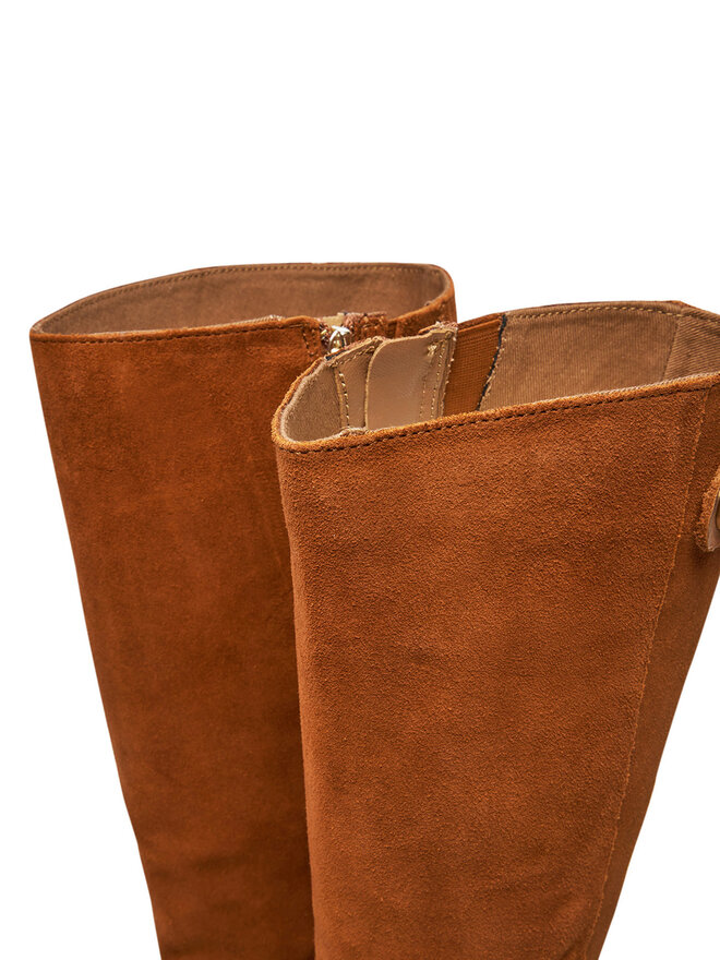 Tommy Hilfiger Kozačky ve vojenském stylu Tommy Hilfiger Th Stud Leather Mix Long Boot FW0FW08341 Hnědá