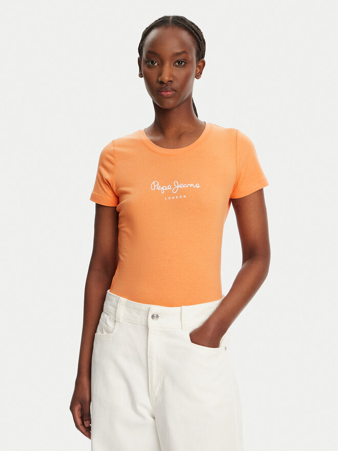 Pepe Jeans Pepe Jeans Póló New Virginia PL505202 Narancssárga Slim Fit