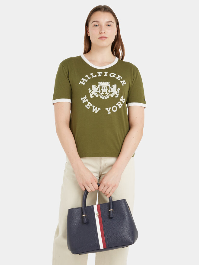 Handtasche Tommy Hilfiger Th Emblem Satchel Corp AW0AW15286
