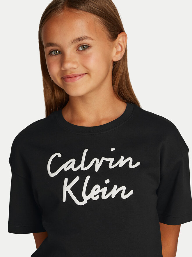 Calvin Klein Jeans Calvin Klein Jeans Póló Script Logo IG0IG02864 Fekete Boxy Fit