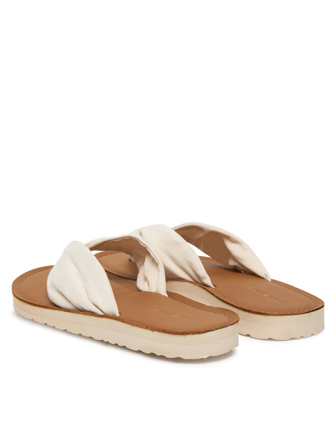 Tommy Hilfiger Zehentrenner Tommy Hilfiger Th Ltr Footbed Summer Sandal FW0FW09194 Écru