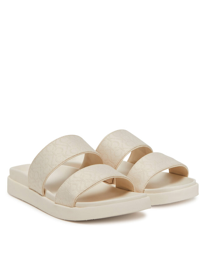 Calvin Klein Pantoletten Calvin Klein Flat Slide Jacq HW0HW02486 Écru