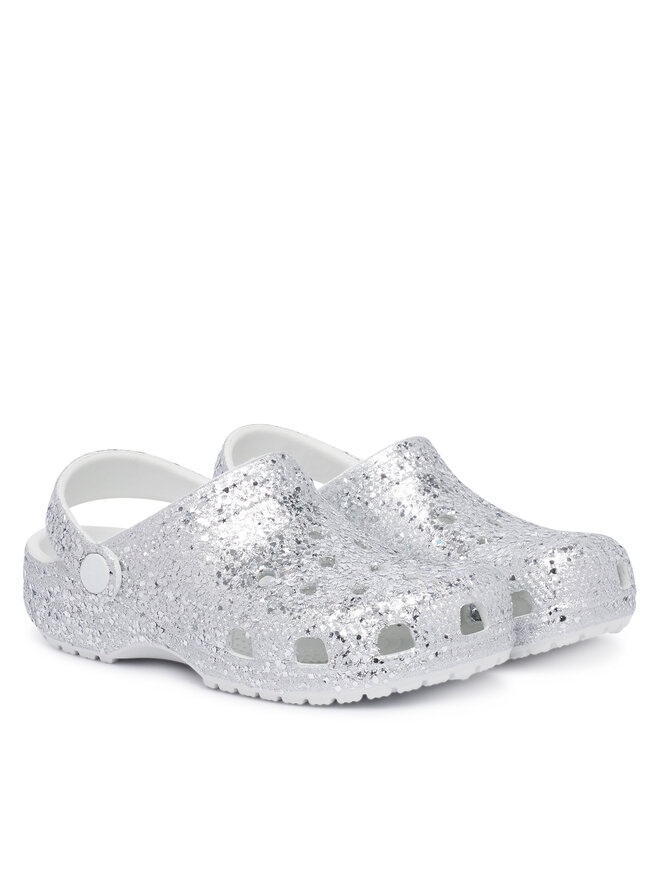 Crocs Pantoletten Crocs Classic Dazzle Glitter Clog K 213915 Silberfarben