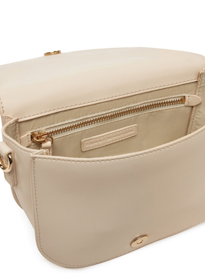 Tommy Hilfiger Kabelka Tommy Hilfiger Th Logotape Saddle Bag AW0AW17184 Écru